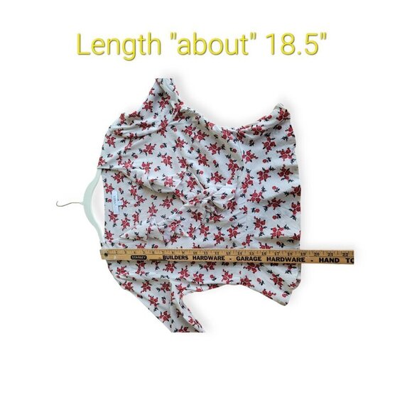 INTERMIX Evonne 100% silk Floral Top white red ruffle front feminine EUC size 4 - Picture 6 of 7